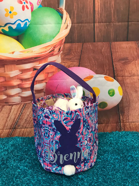 Personalized Canvas Purple Bunny Canvas Easter Basket, Easter Basket, basket, easter, Personalization, Purple Boho Easter Bucket