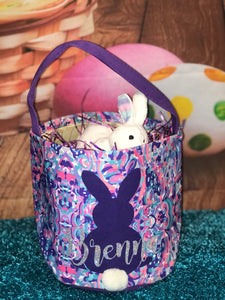 Personalized Canvas Purple Bunny Canvas Easter Basket, Easter Basket, basket, easter, Personalization, Purple Boho Easter Bucket