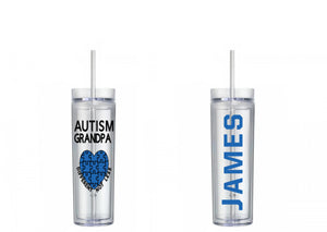 Autism Grandpa Different Not Less Skinny Tumbler, Motivational, 16 oz, different not less, autism, autism grandpa, skinny tumbler, To go cup