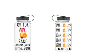 Oh For Fox Sake Drink Your Water, Motivational Fitness Water Bottle, Fox Water Bottle, Fitness Water Tracker, Fox, Hipster Fox, Effing