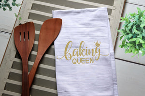Baking Queen Tea Towel, Kitchen Towel, Baking, Queen, Glitter, Cook, Bake, Funny, Personalized Kitchen Towel, Personalized Tea Towel