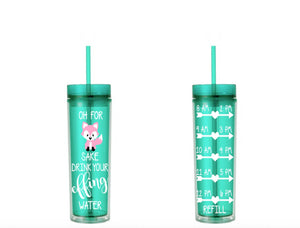 Oh For Fox Sake Drink Your Effing Water Pink Fox Water Tracker, Motivational, 16 oz, Water Reminder, pink, fox, skinny tumbler, To go cup