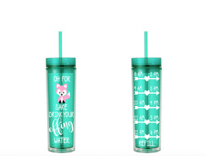 Oh For Fox Sake Drink Your Effing Water Pink Fox Water Tracker, Motivational, 16 oz, Water Reminder, pink, fox, skinny tumbler, To go cup