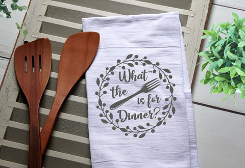What the Fork is for Dinner Tea Towel, Kitchen Towel, Cook, Kitchen, Personalized Towel, Kitchen, Cook, Hungry, What the Fork, Dinner