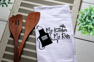 My Kitchen My Rules Tea Towel, Kitchen Towel, Cook, Kitchen, My Rules, Apron, Personalized Kitchen Towel, Personalized Tea Towel