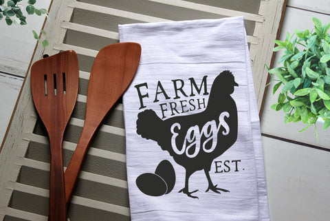 Farm Fresh Eggs Tea Towel, Kitchen Towel, Cook, Kitchen, Personalized Towel, Kitchen, Eggs, Chicken, Farm Fresh, Farm Fresh Eggs