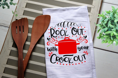 Rock Out with Your Crock Out Tea Towel, Kitchen Towel, Cook, Kitchen, Personalized Towel, Kitchen, Rock Out, Crock Out, Crock