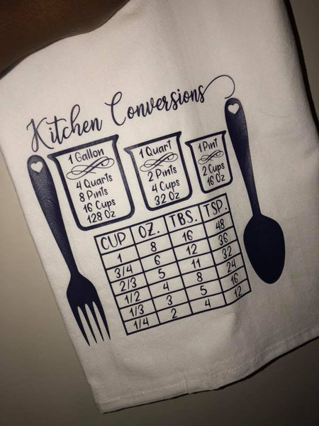 Kitchen Conversions Tea Towel, Kitchen Towel, Cook, Kitchen, Personalized Towel, Kitchen, Tea Towels, Kitchen Cheat Sheet, Measurements