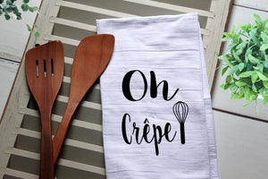 Oh Crêpe Tea Towel, Kitchen Towel, Cook, Kitchen, Personalized Towel, Kitchen, Tea Towels, Crepe, Oh Crêpe, French, Cook, Kitchen, Funny