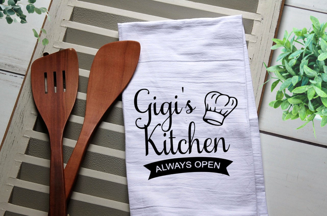 Gigi's Kitchen Tea Towel, Kitchen Towel, Cook, Bake, Funny, Personalized Kitchen Towel, Personalized Tea Towel, Gigi, Gigi's