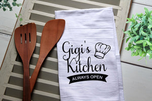 Gigi's Kitchen Tea Towel, Kitchen Towel, Cook, Bake, Funny, Personalized Kitchen Towel, Personalized Tea Towel, Gigi, Gigi's
