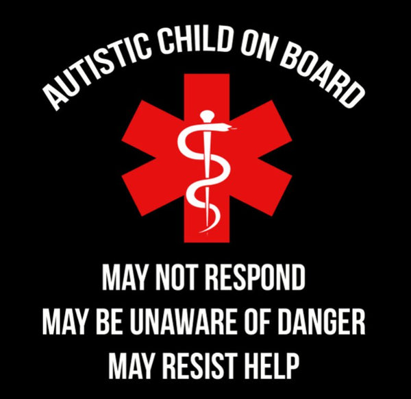 Autism Medical Alert Car Decal, Autistic Child on Board, medical alert, vinyl decal, autism awareness