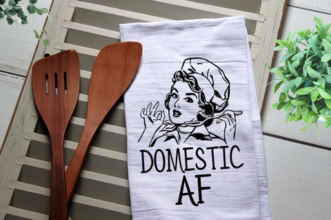 Domestic AF Tea Towel, Kitchen Towel, Cook, Kitchen, Pot, AF, Funny, Glitter, Personalized Kitchen Towel, Personalized Tea Towel, Domestic