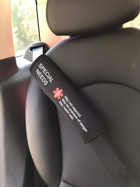 Special Needs Medical Alert Seat Belt Cover, Medical Alert Seatbelt Cover, autistic, special needs, autism med alert, disabilities