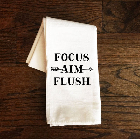 Funny Bathroom Towel, Focus Aim Flush, Funny Tea Towel, Bath Towel, Guest Bathroom, Bathroom Decor, Gift, Farmhouse