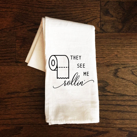 Bathroom Towel, They See me Rollin Toilet Paper, Bath Towel, Bathroom Towel, Guest Bathroom, Bathroom Decor, Gift, Farmhouse