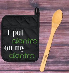 I put cilantro on my cilantro Custom Potholder, Kitchen, Personalized Pot Holder, funny potholder, cilantro, hot pad, housewarming gift