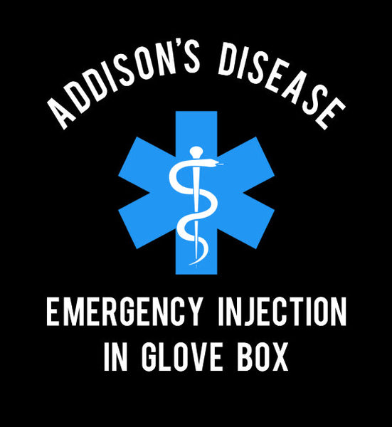 Addison's Disease Medical Alert Car Decal, Adrenal Insufficiency, Addison's Disease, PAI, SAI, medical alert, vinyl decal, Steroid Dependent