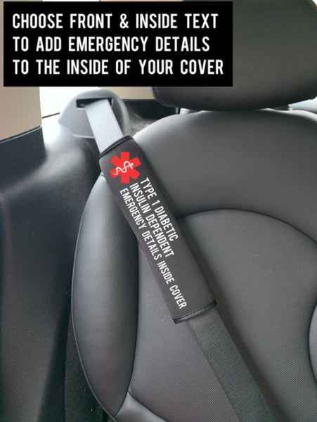 Diabetic Medical Alert Seat Belt Cover, Medical Alert Diabetes, Seatbelt, Med Alert, Insulin Dependent, Type 1 Diabetic, Type 2 Diabetic