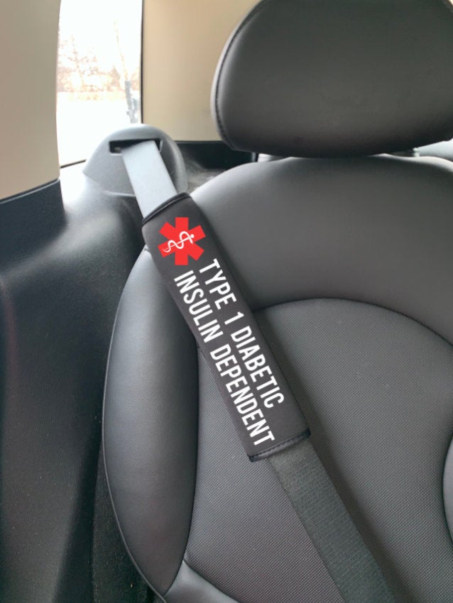 Diabetic Medical Alert Seat Belt Cover, Medical Alert Diabetes, Seatbelt, Med Alert, Insulin Dependent, Type 1 Diabetic, Type 2 Diabetic