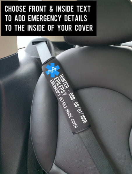 Epilepsy Medical Alert Seat Belt Cover, Medical Alert Epileptic, Seatbelt, Med Alert, Seizures, Special Needs