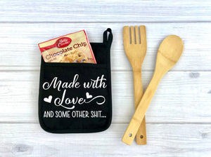 Made with Love and Some Other Shit Custom Potholder, Kitchen, Pot Holder, Personalized Pot Holder, funny potholder, cooking gifts
