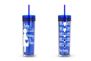 Pregnancy Water Bottle, Water Tracker, Motivational, 16 oz, Water Reminder, skinny tumbler, To go cup, Pharmacy, Baby on Board