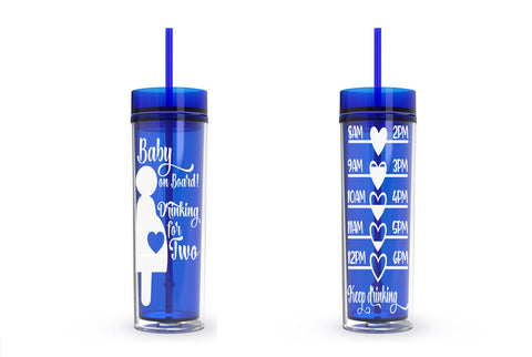 Pregnancy Water Bottle, Water Tracker, Motivational, 16 oz, Water Reminder, skinny tumbler, To go cup, Pharmacy, Baby on Board