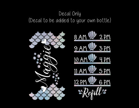 Mermaid Bottle Decal, Water Tracker Decal, Mermaid, Sea Shell, Seashell, Water Tracker and Design, Decal Only, Custom Decal, Personalized