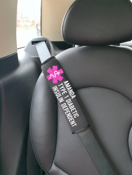 Diabetic Medical Alert Seat Belt Cover, Medical Alert Diabetes, Seatbelt, Med Alert, Insulin Dependent, Type 1 Diabetic, Type 2 Diabetic