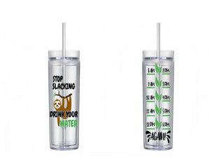 Sloth Tumbler, Water Bottle, Motivational, 16 oz, Water Reminder, skinny tumbler, To go cup, Sloth Water Tracker, gift for her, fitness gift