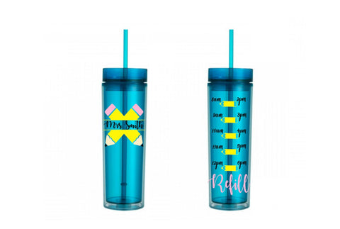 Teacher Tumbler, Teacher Water Bottle, Motivational, 16 oz, Water Reminder, skinny tumbler, To go cup, Apple, Personalized Teacher