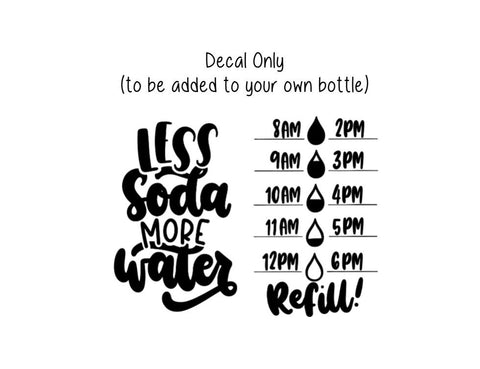 Less Soda More Water Bottle Decal Water Tracker Decal, Diet Water Bottle Tracker and Design, Decal Only, Fitness Water Decal, Drink More