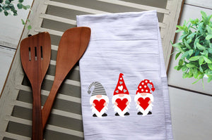 Valentine's Day Gnome Tea Towel, Kitchen Towel, Kitchen, Personalized Towel, Tea Towels, Cute Tea Towel, gnomes, valentines day decor